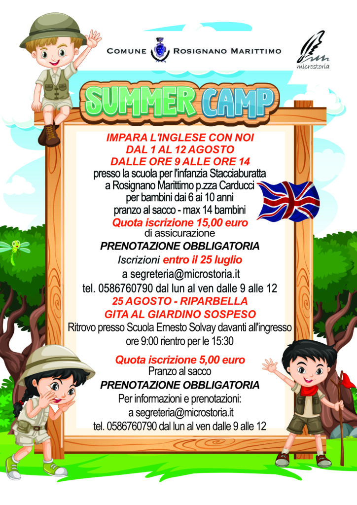 summer camp a rosignano marittimo e gita al giardino sospeso