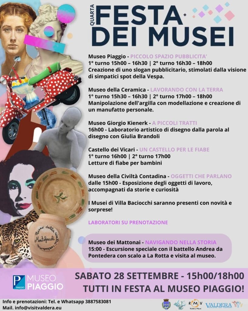 Sabato 28 settembre dalle ore 15.00 alle ore 18.00 vi aspettiamo per la Festa dei Musei al Museo Piaggio!!!