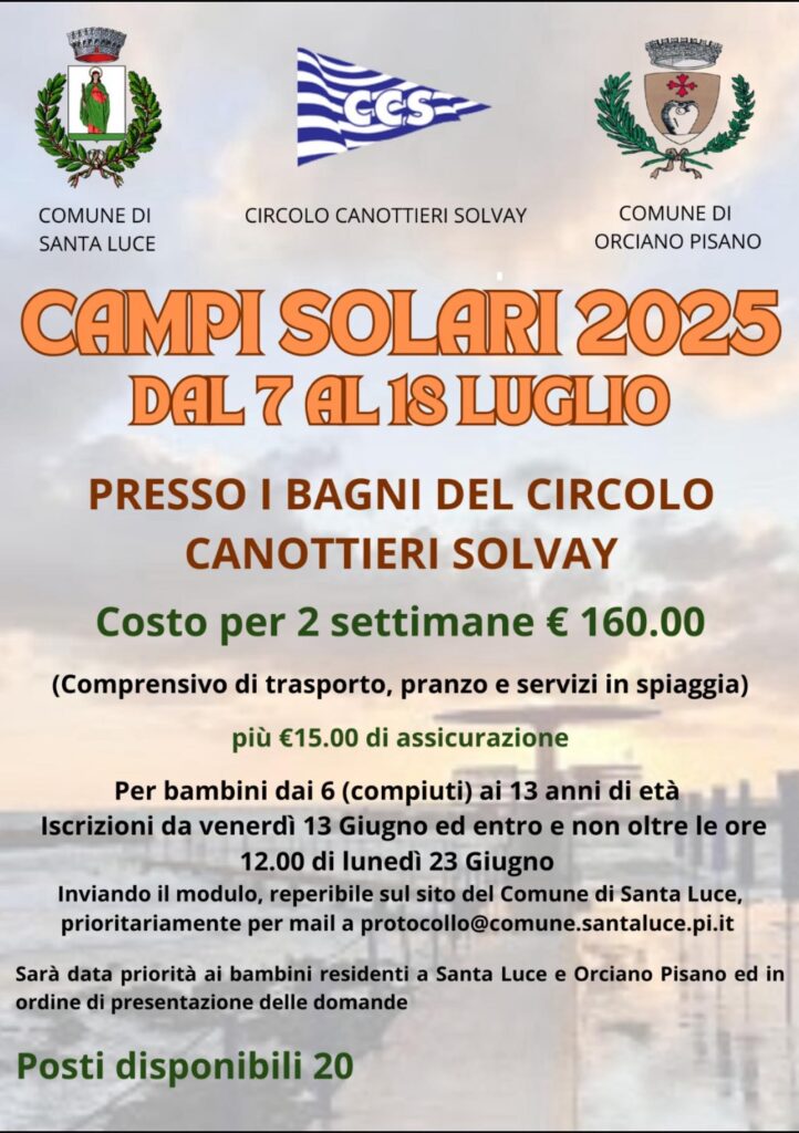 Camopi solari al Circolo Canottieri Solvay dal 7 al 18 luglio 2025