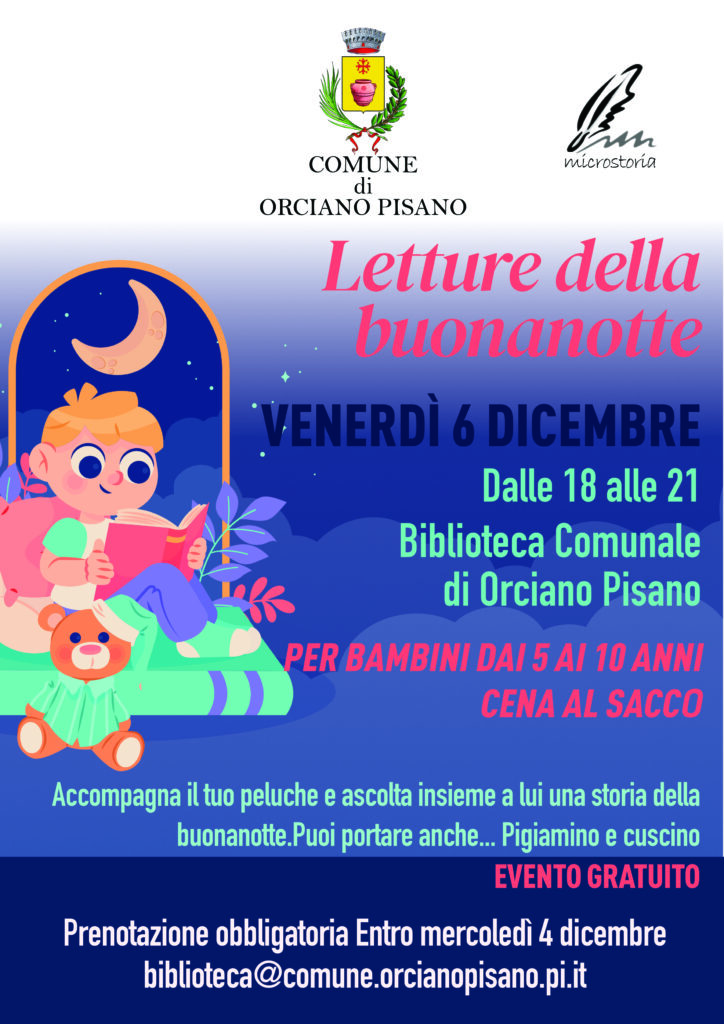 Letture della buonanotte venerdì 6 dicembre Biblioteca Orciano Pisano